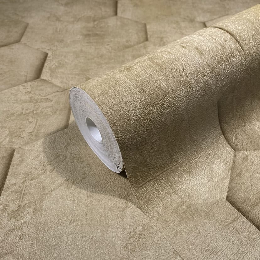 Carta da parati in tessuto non tessuto con motivo a nido d'ape 3D in colore marrone