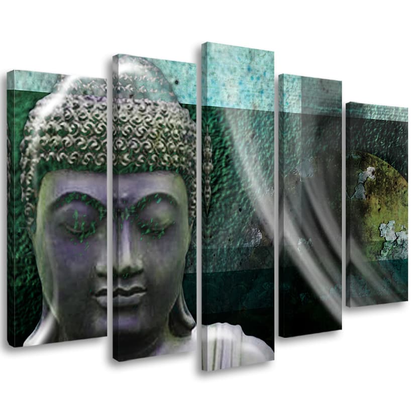 Stampa su tela 5 pezzi, Zen Buddha Turquoise Wellness