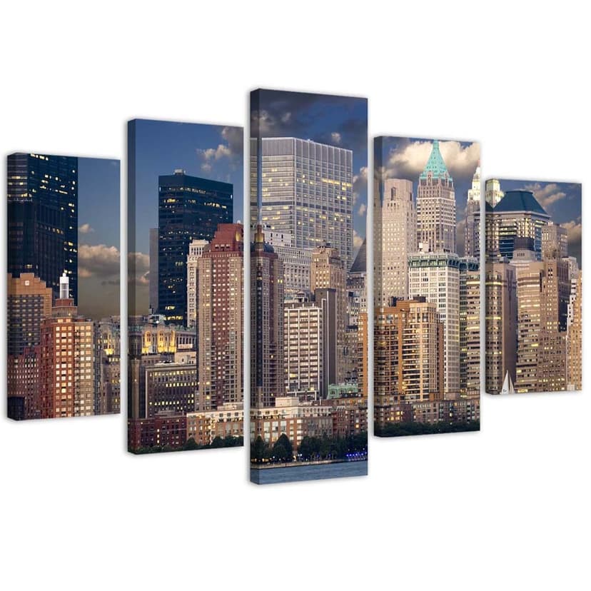Stampa su tela 5 Pezzi, Città New York Manhattan