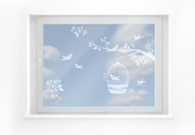 Decoro per finestra con uccelliera