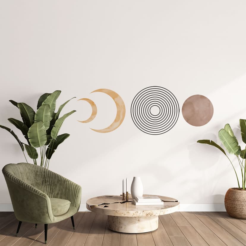 Adesivo murale astratto - fasi lunari e geometria