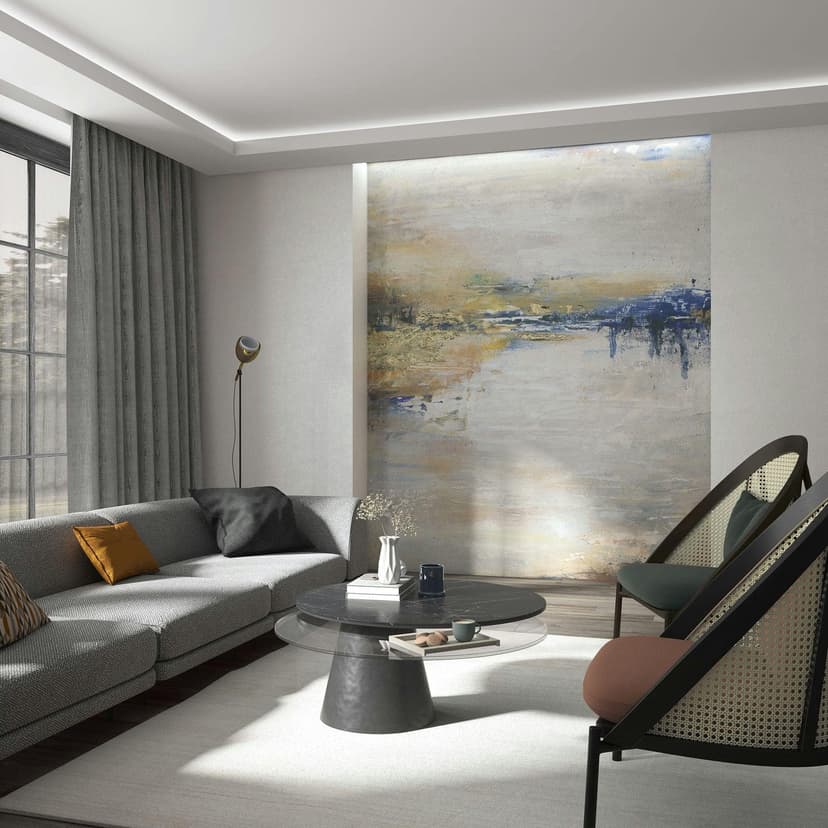 Fotomurale beige con lago astratto Graphic Classic 2,70 x 2,12m