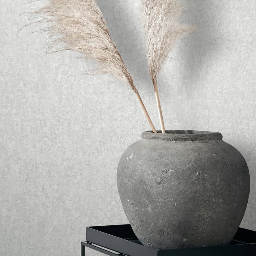Carta da parati in tessuto non tessuto con effetto opaco, texture leggera, bianco, grigio cemento