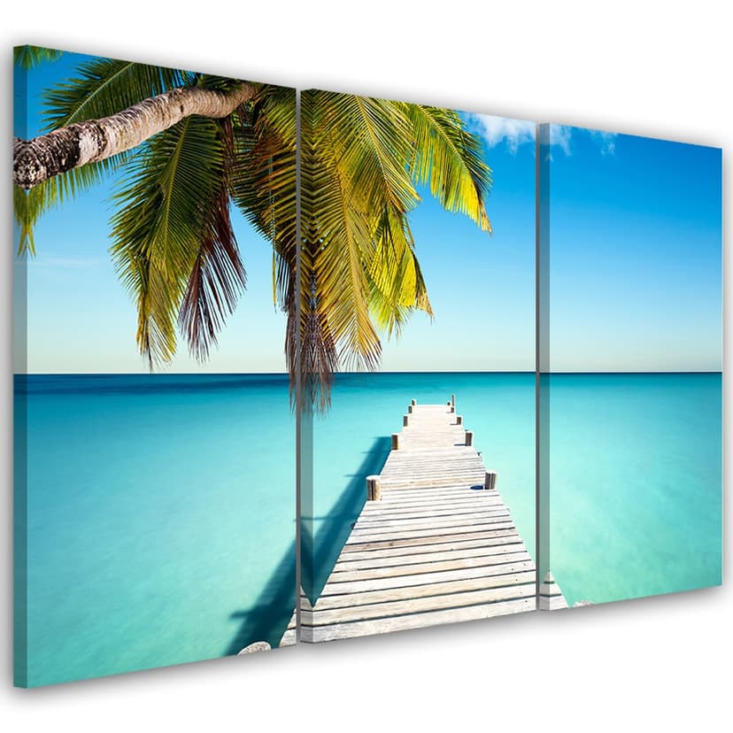 Stampa su tela 3 pezzi Spiaggia di palme tropicali