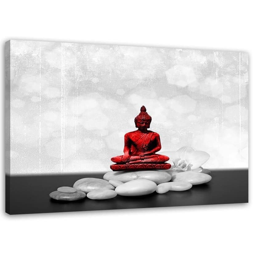 Stampe su tela, Buddha rosso su pietre