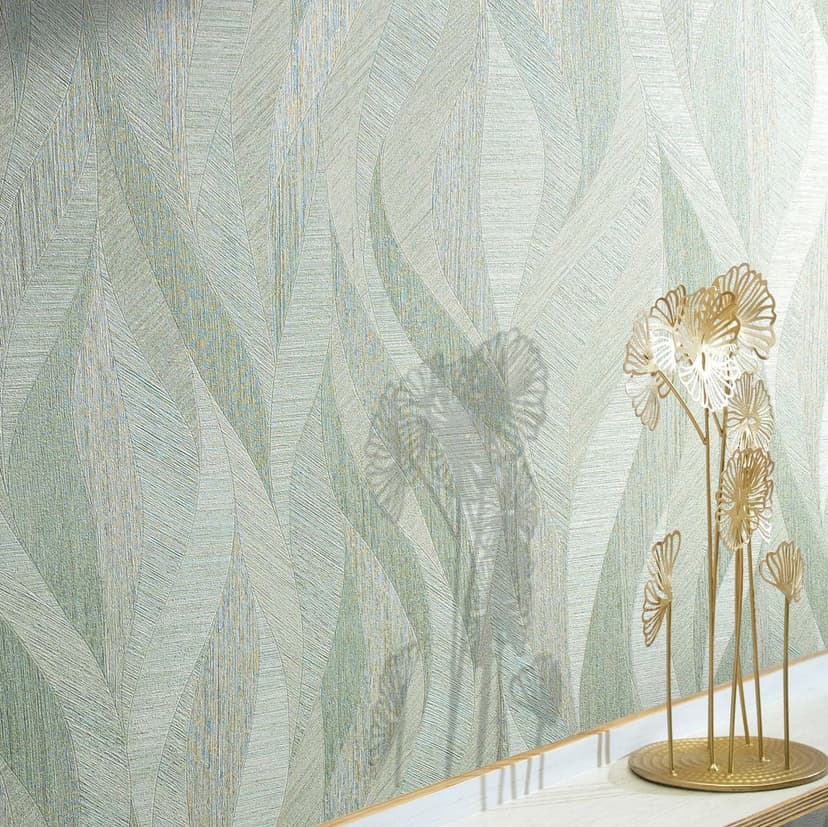 Carta da parati in tessuto non tessuto con effetto onda artistica e onda verde