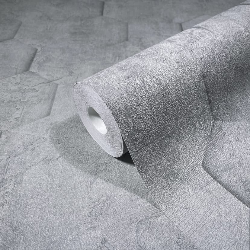 Carta da parati in tessuto non tessuto con motivo a nido d'ape 3D grafico grigio