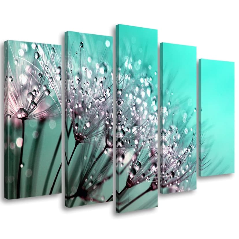 Stampa su tela 5 pezzi Fiori gonfiabili Turchese