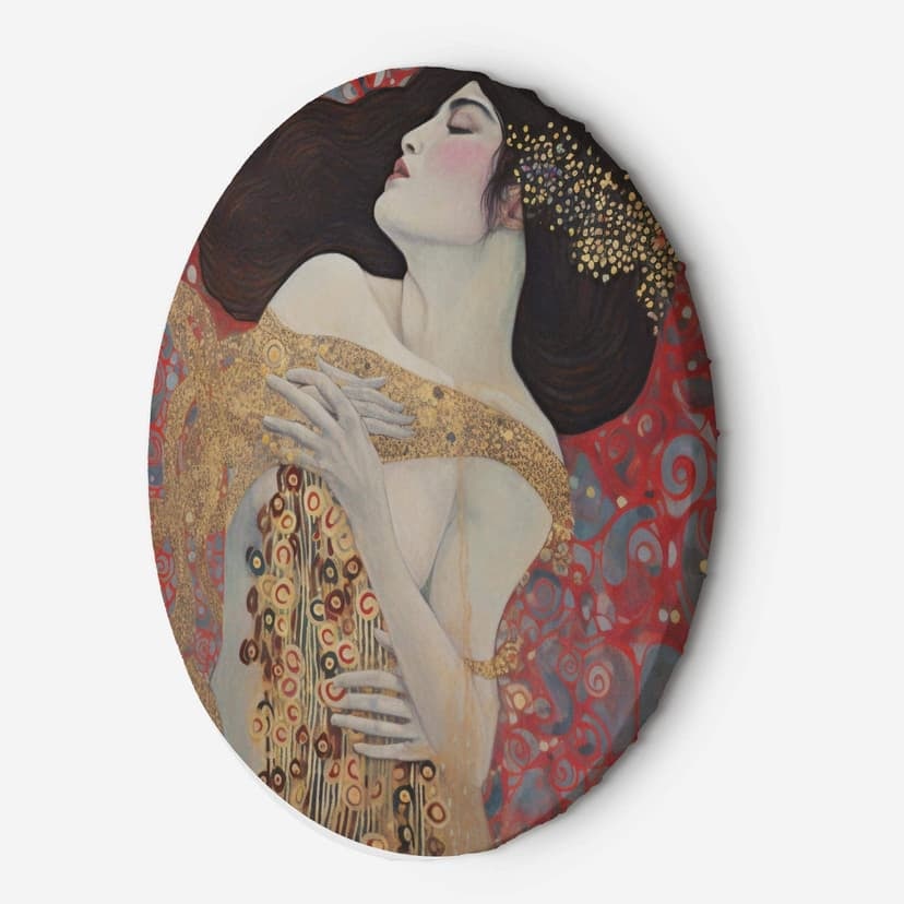 Immagine su tela rotonda - Donna rossa astratta - G. Klimt