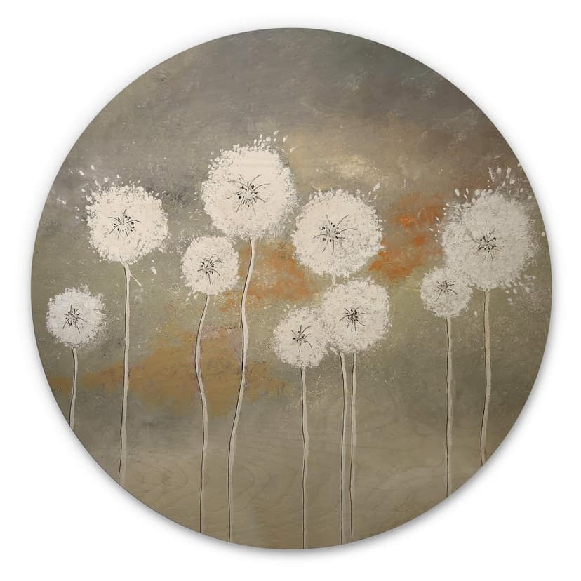 Stampa su legno Melz - White Dandelions