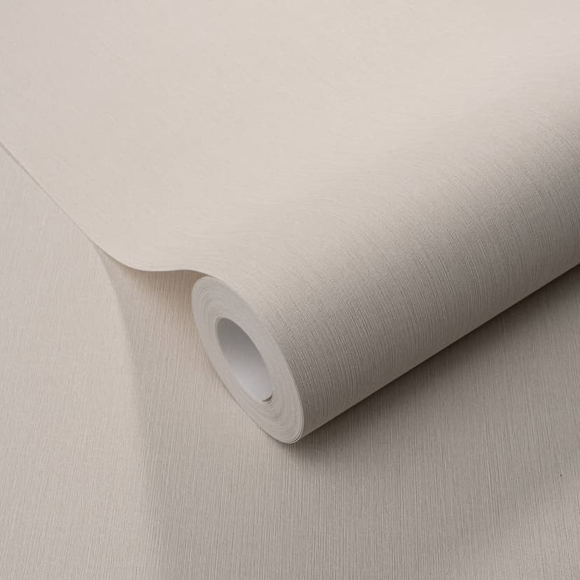 Carta da parati in tessuto non tessuto con trama fine longitudinale in beige