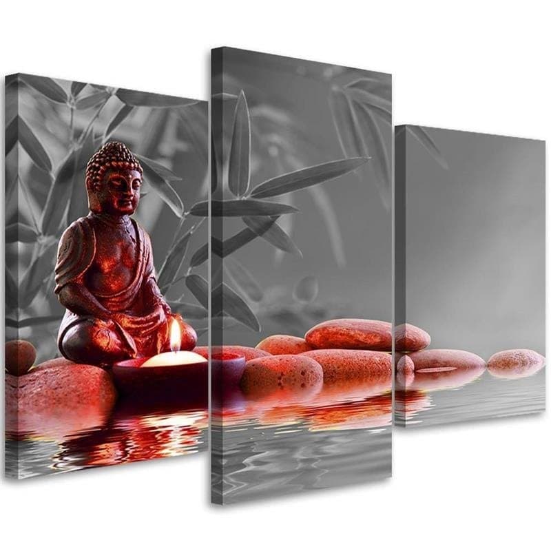 Stampa su tela 3 pezzi, Buddha Feng Shui Religion