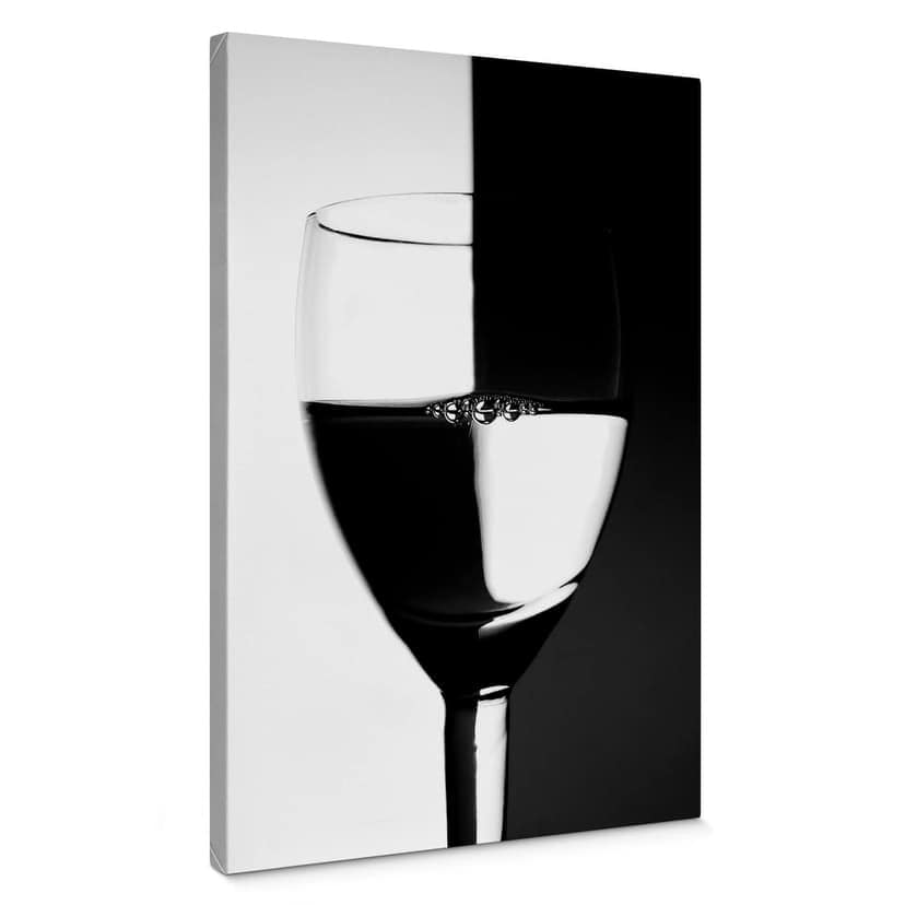 Stampa su tela - Bicchiere di vino bianco e nero