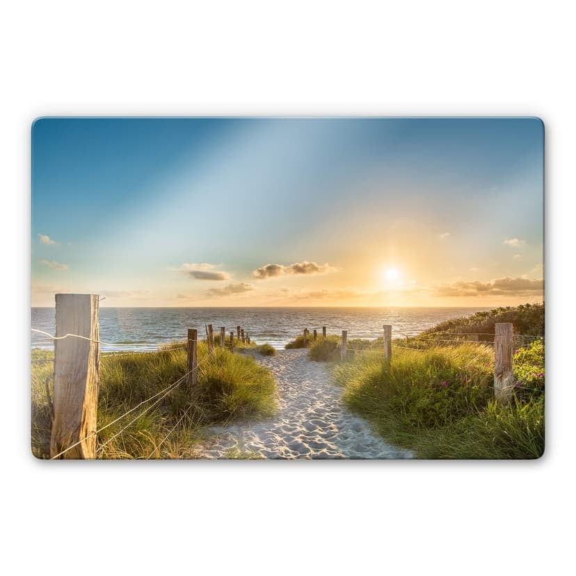 Glasbild Sonnenuntergang an der Ostsee