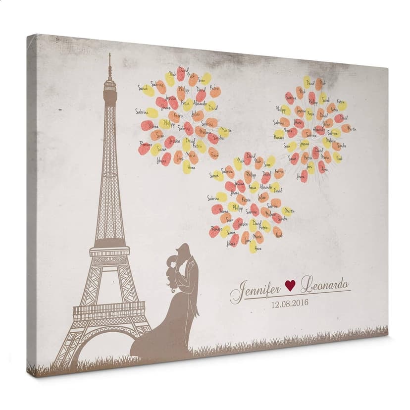 Stampa su tela - Impronte + Testo desiderato - Fuochi d'artificio d'amore