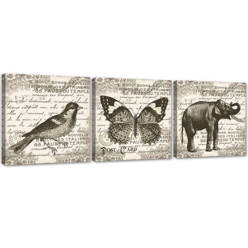 Stampa su tela 3 pezzi Animali retrò
