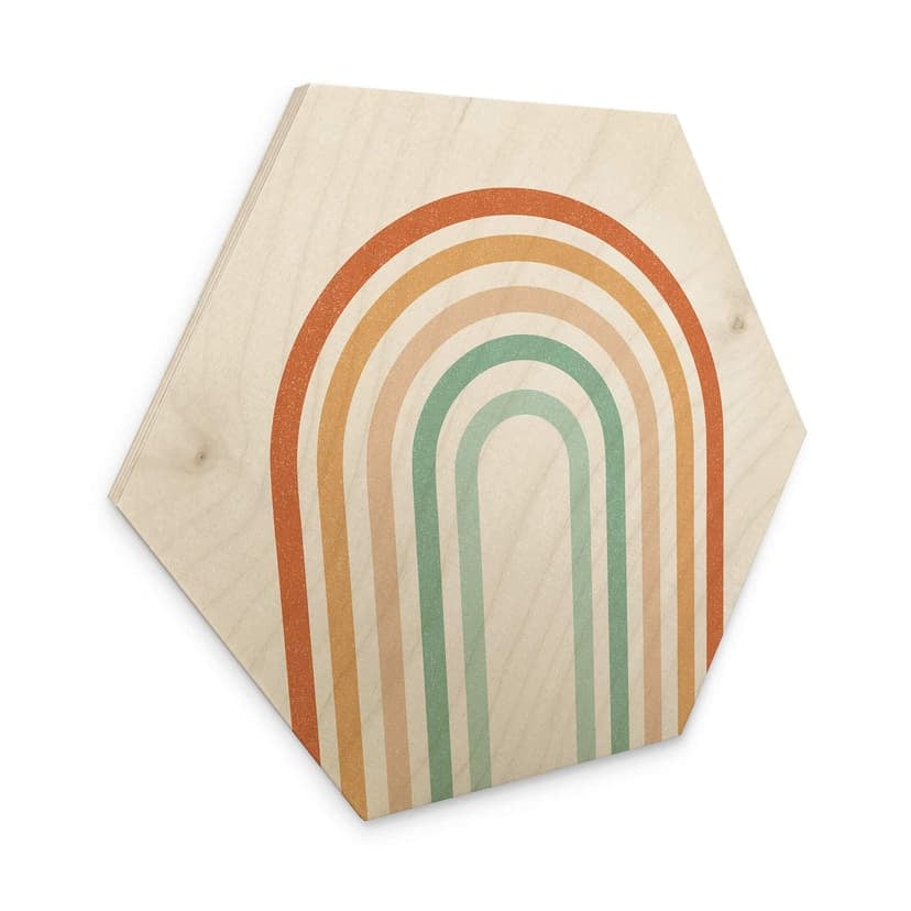 Esagono in legno Boho Rainbow