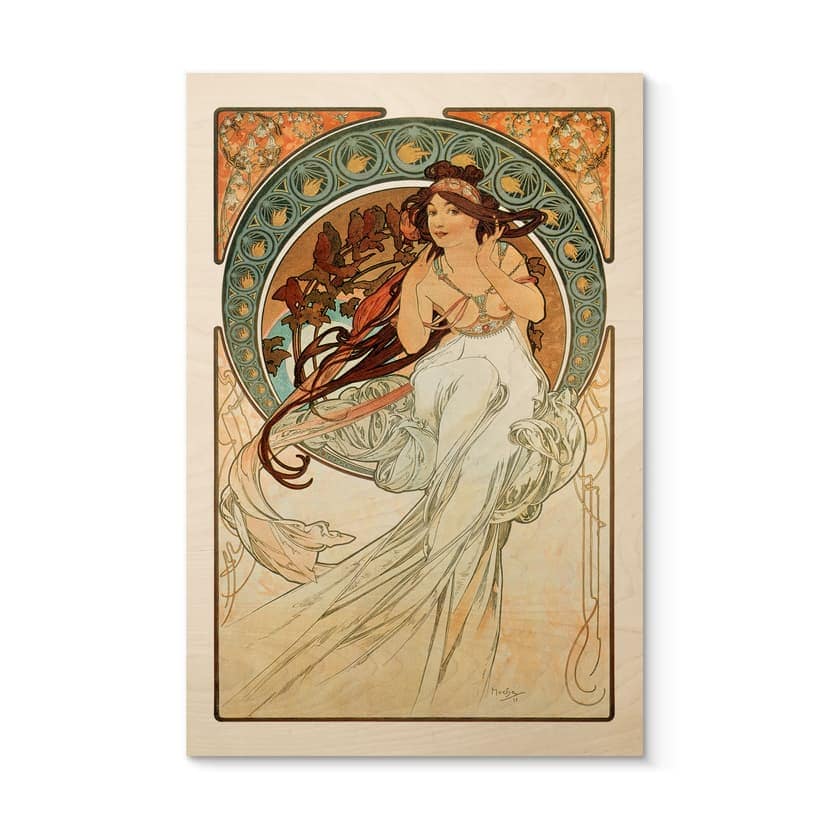 Stampa su legno di Mucha - Quattro arti: Musica