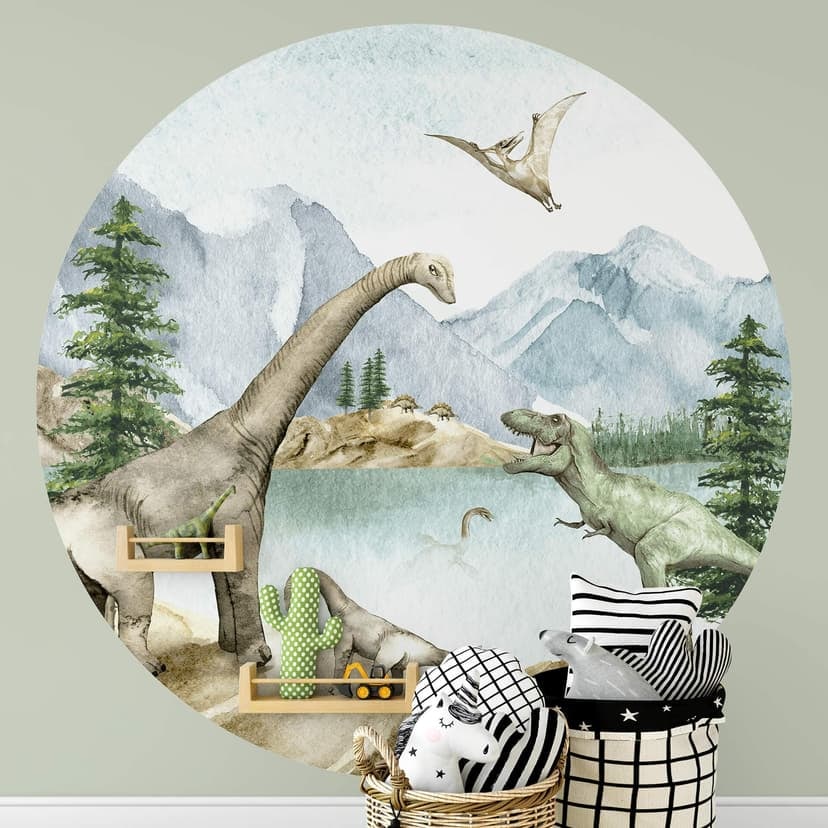 Fotomurale tondo Kikki Belle - Dinoworld - carta da parati in tessuto non tessuto/carta da parati in