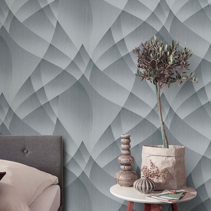 Carta da parati 3D, rivestimento murale geometrico Fashion for Walls 4 di Guido Maria Kretschmer argento