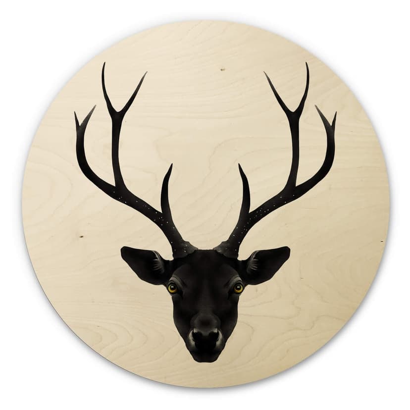 Stampa su legno Ireland - The Black Deer - tondo
