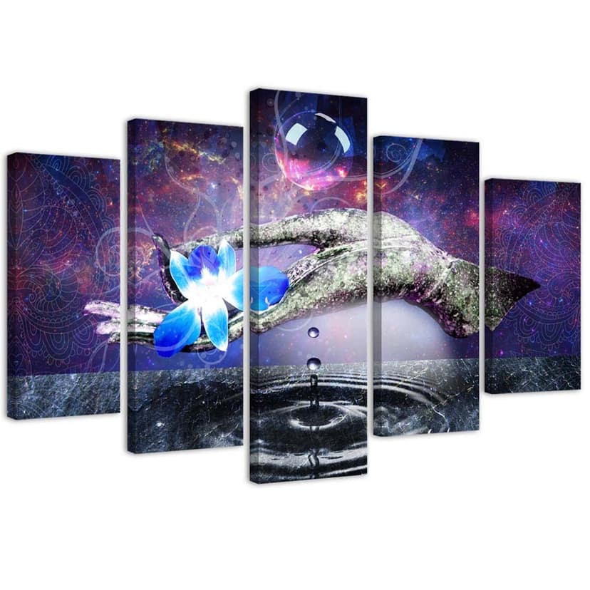 Stampa su tela 5 pezzi Fiore mano astratta