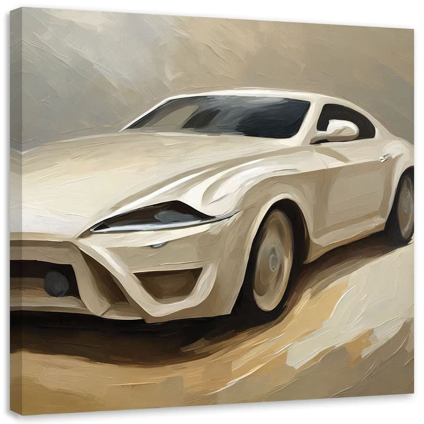 Stampa su tela, auto sportiva beige