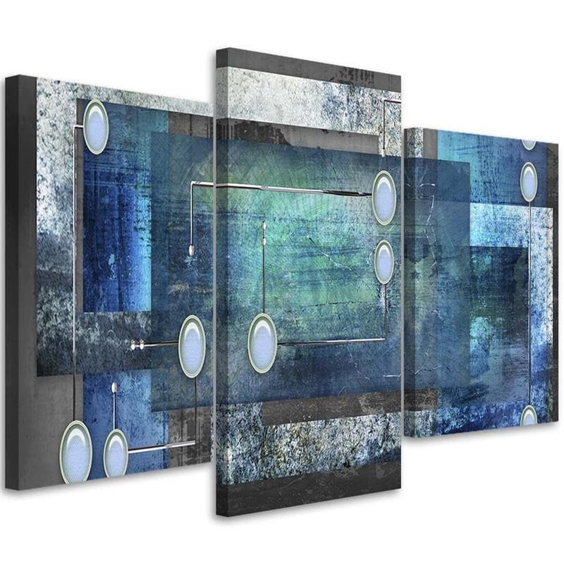 Stampa su tela 3 pezzi, astratto 3d blu