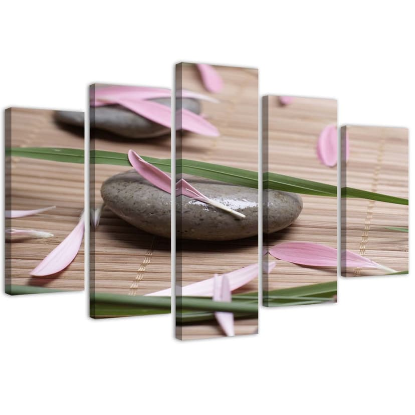 Stampa su tela 5 pezzi Fiori Zen di pietra
