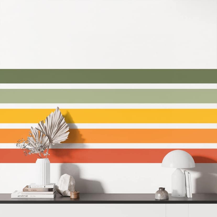 Adesivo murale a strisce retrò con i colori dell'arcobaleno