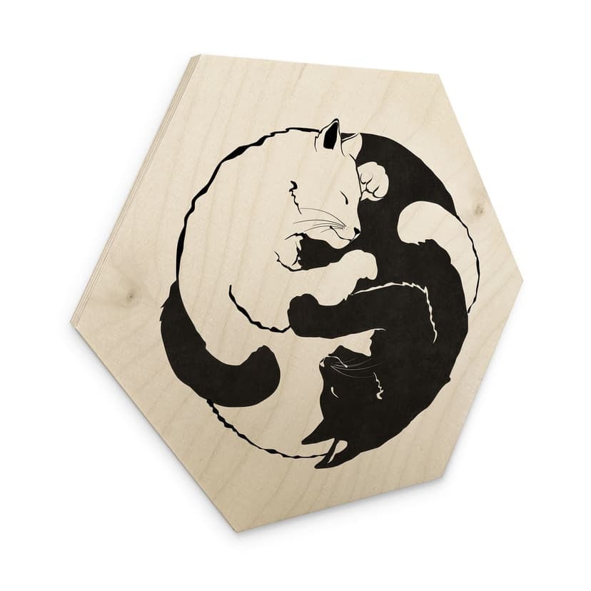 Esagono in legno Gatti Ying & Yang - Tunaboylu