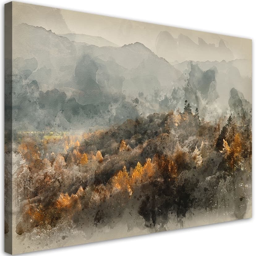 Stampe su tela, foresta autunnale nella nebbia