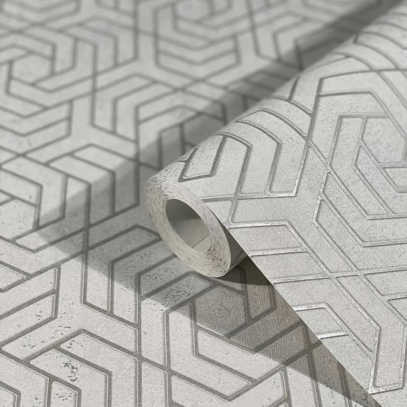 Carta da parati in tessuto non tessuto 3D look grey graphic