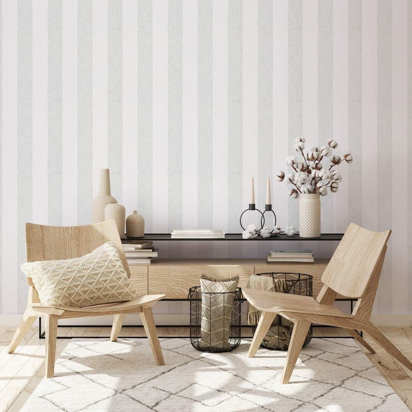 Carta da parati a più righe, tessuto non tessuto Shades Iconic bianco, grigio
