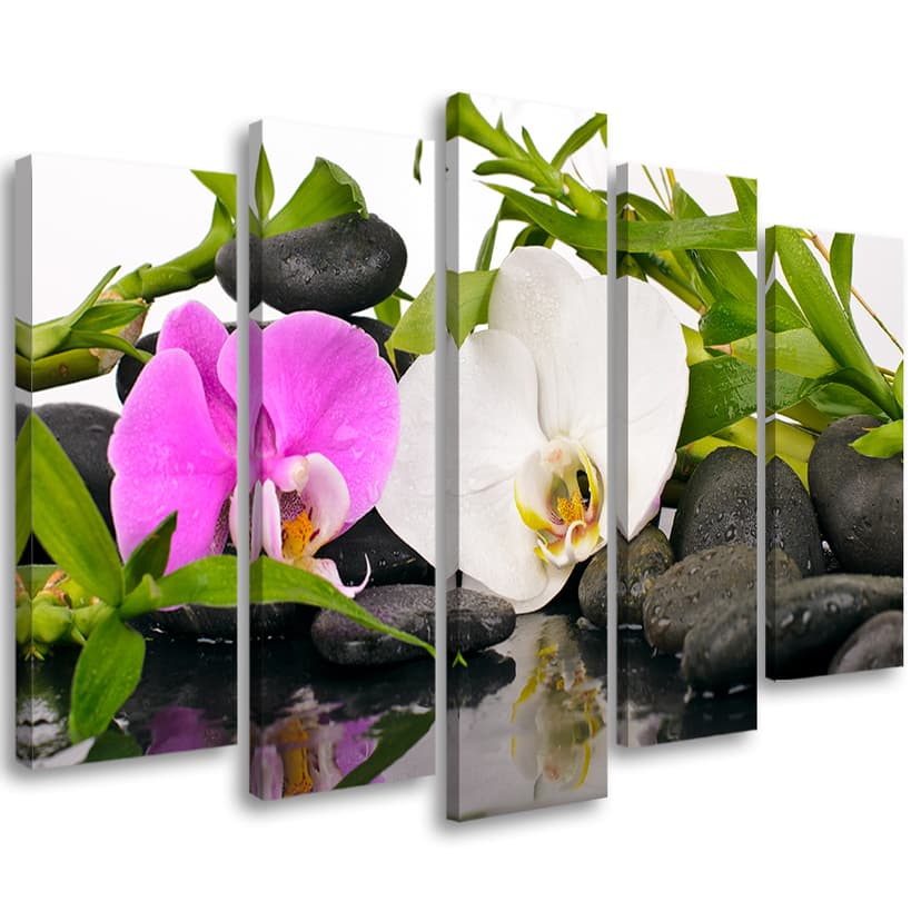 Stampa su tela 5 pezzi Fiori Zen Pietra di bambù