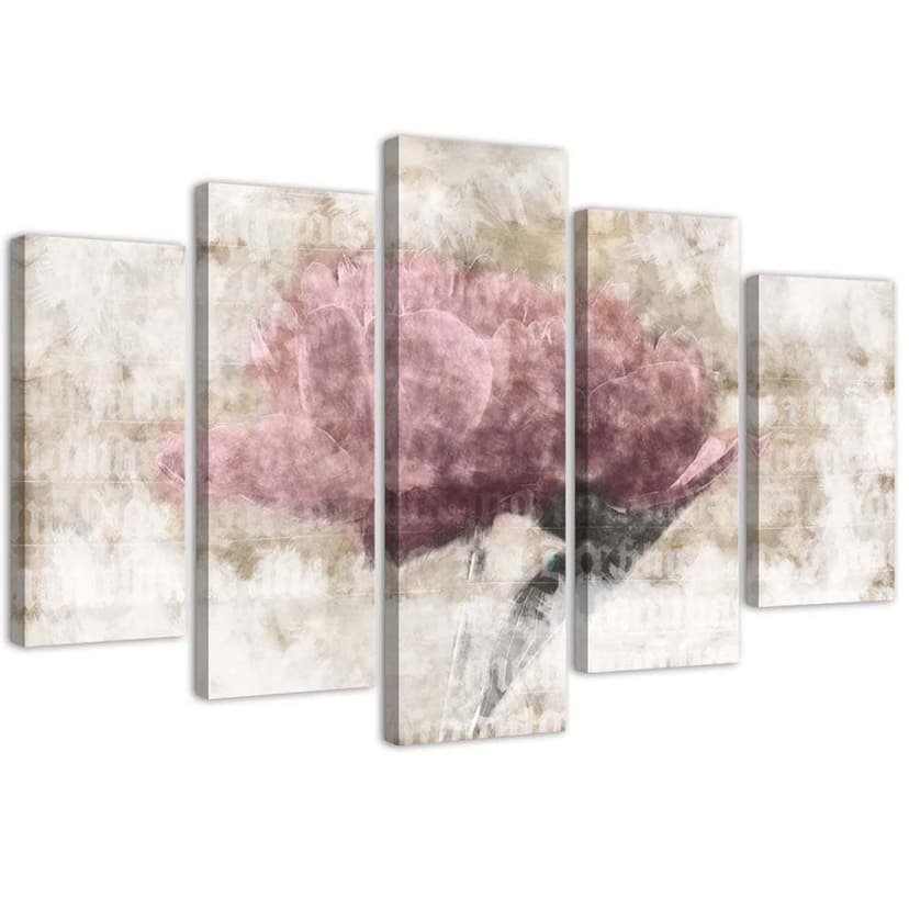 Stampa su tela 5 pezzi Fiore vintage rosa