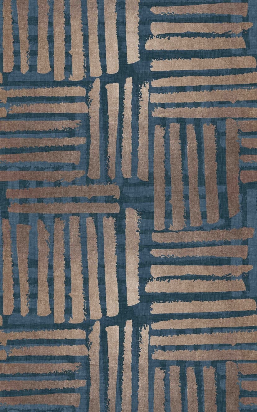 Fotomurale Fotomurale a strisce astratte blu e beige con effetto pennello 3,4 x 2,12 m
