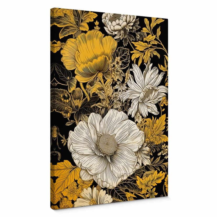 Stampa su tela Splendore di fiori in ocra - Jaszke