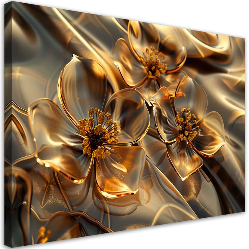Stampa su tela, Fiori trasparenti in oro
