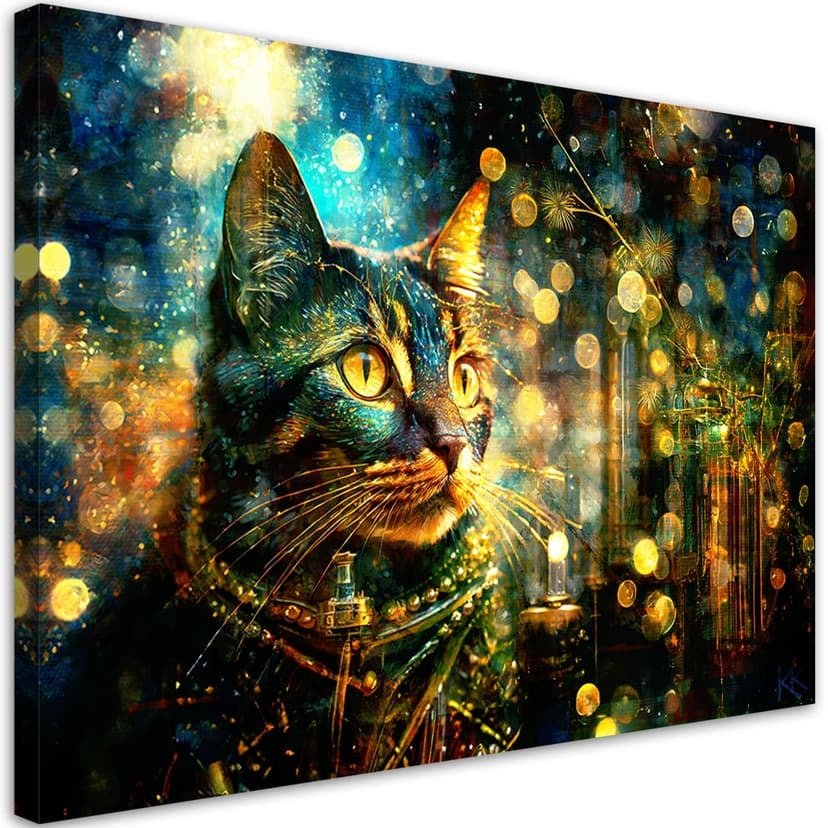 Stampa su tela, Gatto su sfondo astratto