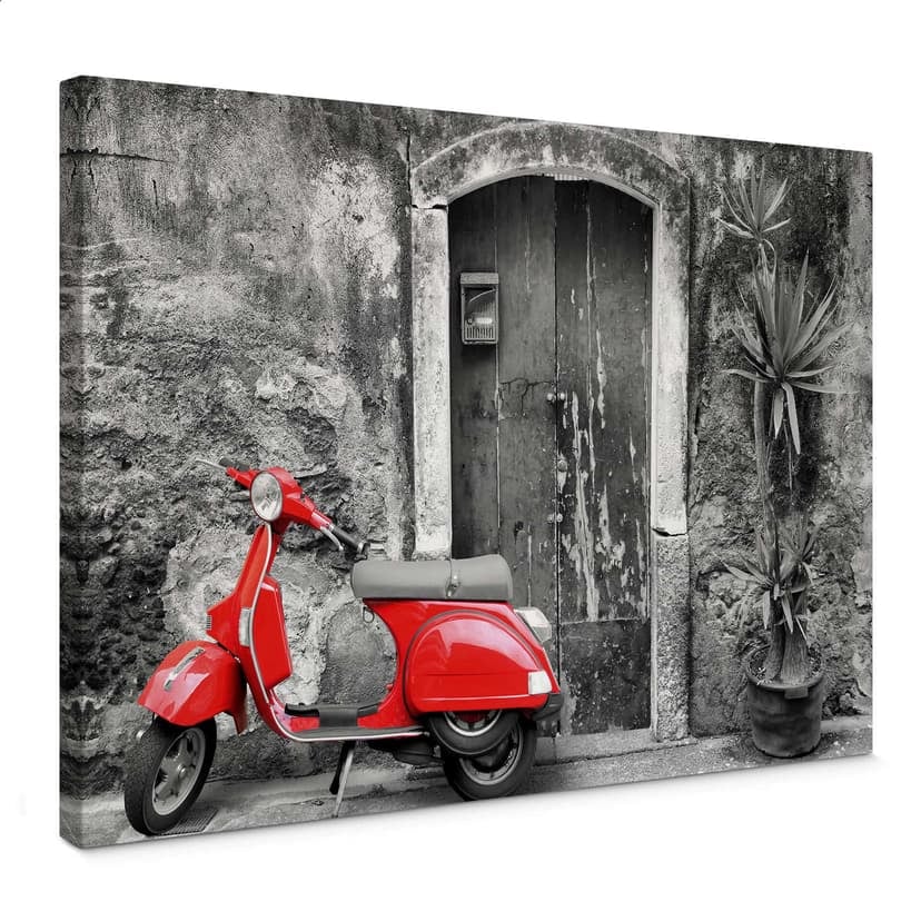 Stampa su tela - Motorino rosso in bianco e nero
