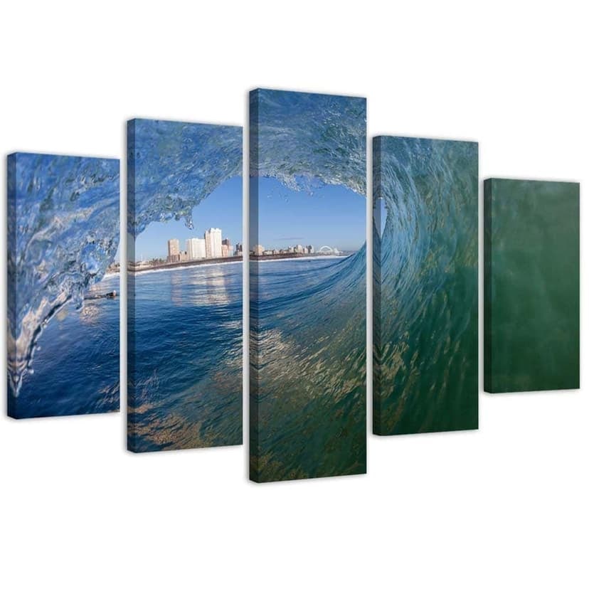 Stampa su tela 5 pezzi, vista dell'onda del mare