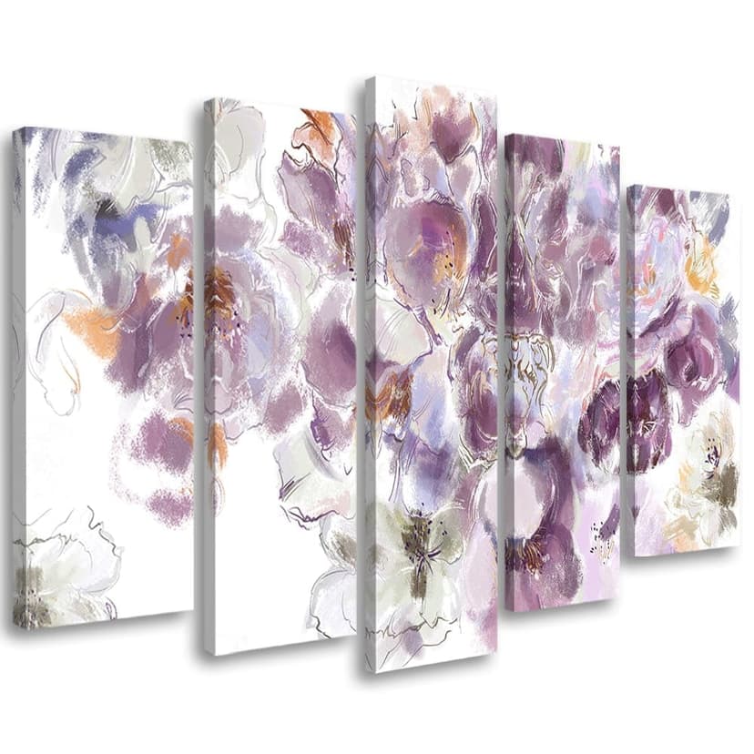 Stampa su tela 5 pezzi, fiore di iris