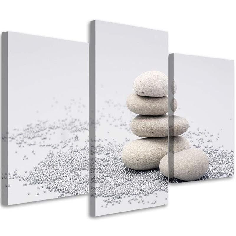 Stampa su tela 3 pezzi Pietre Zen Beige