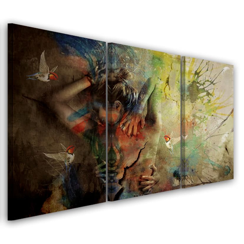 Stampa su tela 3 pezzi, pittura femminile