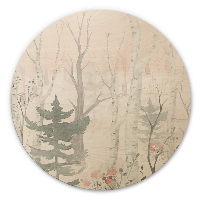 Stampa su legno Kvilis - Foresta tondo
