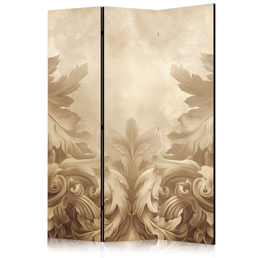 Paravent, Raumteiler freistehend, Trennwand - Carved Baroque Ornaments - Rich Composition in Sepia