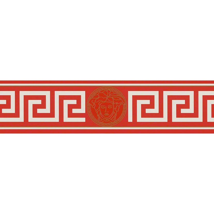 Bordo decorativo Versace Wallpaper Greek colore metallizzato, rosso, bianco