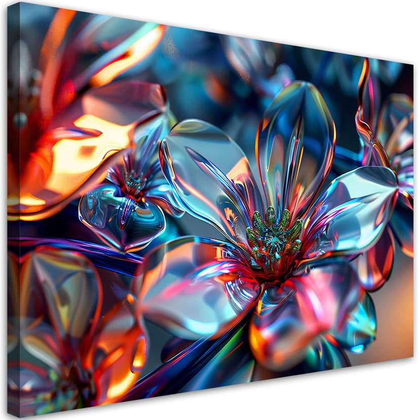 Stampa su tela, Bouquet di fiori in vetro 3D