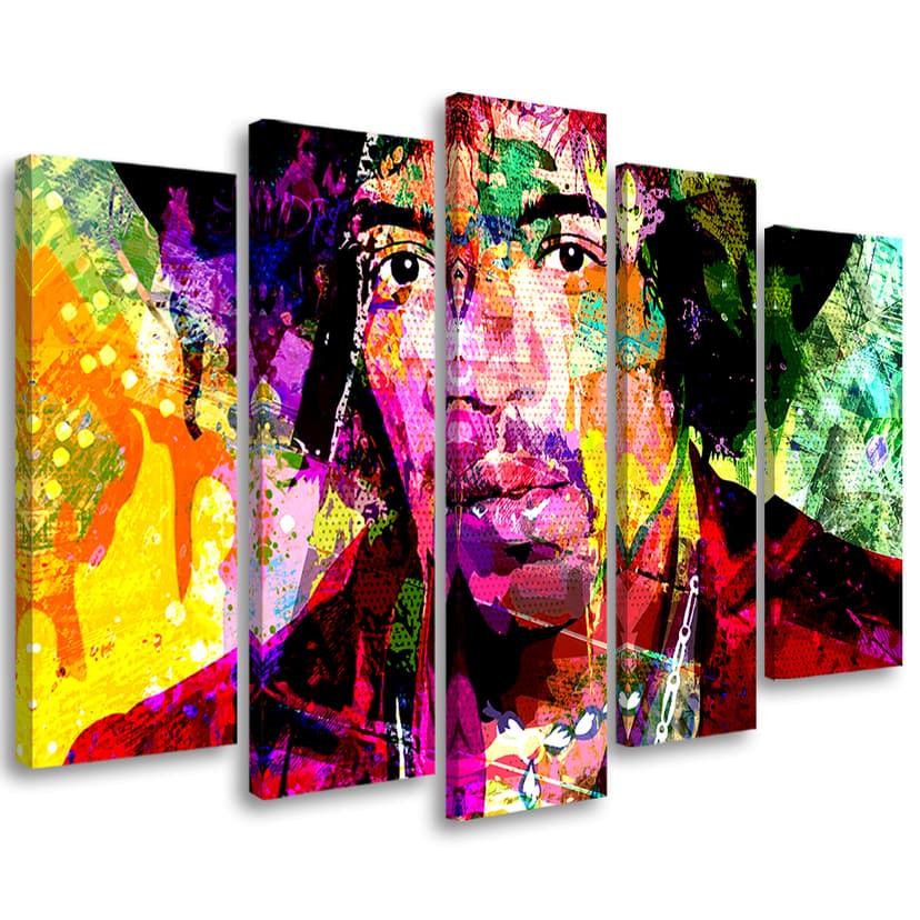 Stampa su tela 5 pezzi, musica di Jimmy Hendrix